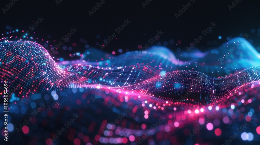 Abstract Digital Landscape with Pink and Blue Glow Abstract Digital Landscape with Pink and Blue Glow