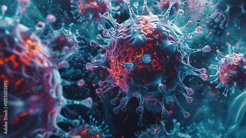 Enormous virus structure depicted in a 3D digital rendering.