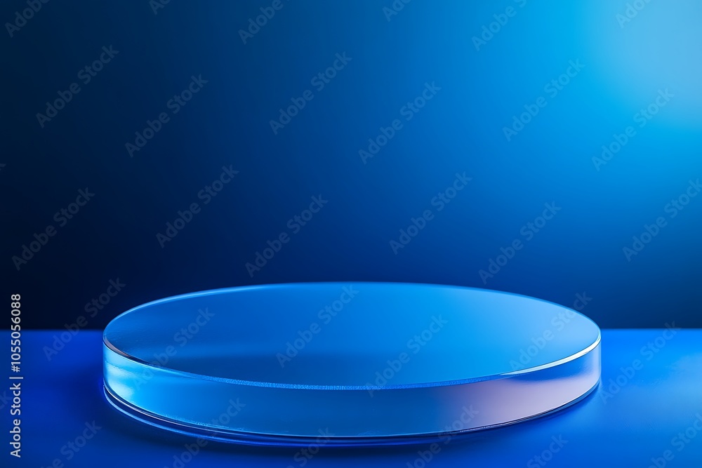 3D render. Futuristic cylindrical product display with neon glowing lights. 3D render. Futuristic cylindrical product display with neon glowing lights.