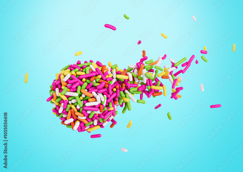 Spread Out Brigadeiro Brazilian Dessert Ball Made Of Colorful Sprinkles or Meises 3D Illustration