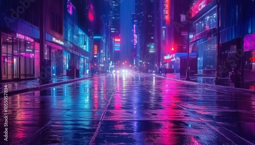 Wallpaper Mural Neon City Rain Torontodigital.ca