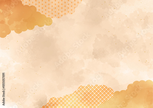 雲の和柄背景素材