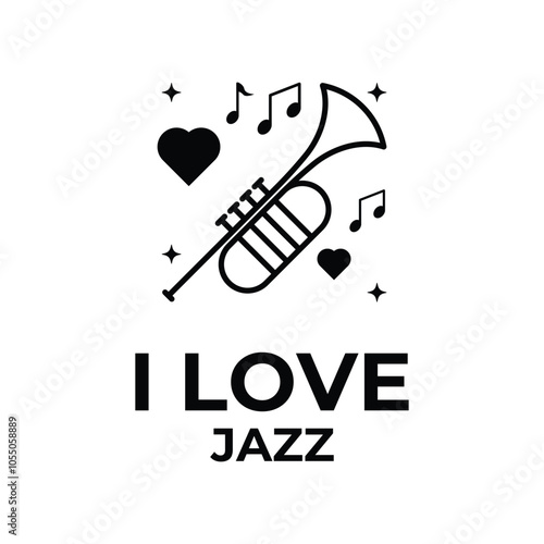 love jazz music logo design concept idea with heart icon
