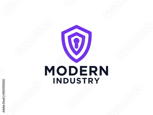 Logo Vector Shield with keyhole inside. Protection Security Logo Design