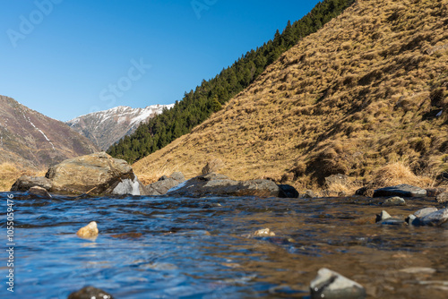 Here’s the winter landscape of the Pyrenees mountains, showcasing the snow-capped peaks and winding mountain trails. I hope you like it