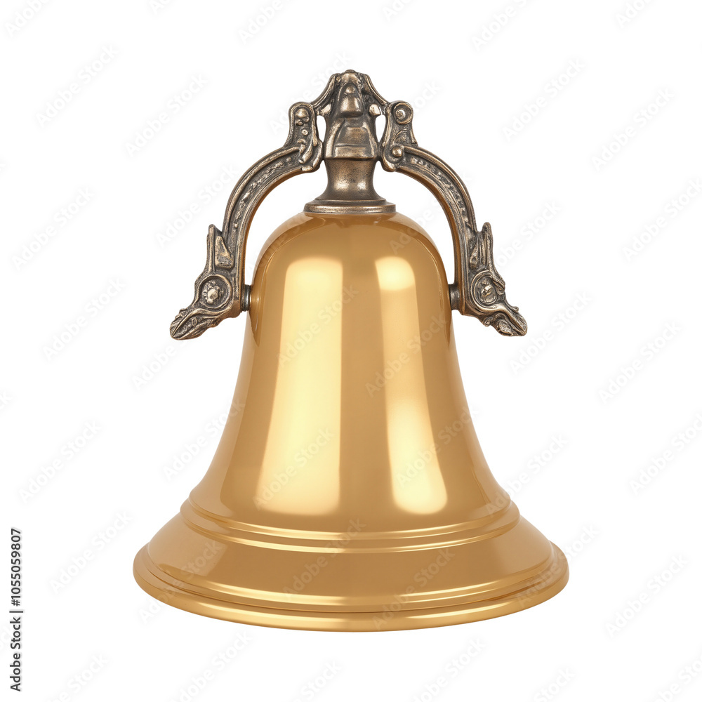Decorative Golden Bell with Ornate Silver Handle Design Decorative Golden Bell with Ornate Silver Handle Design