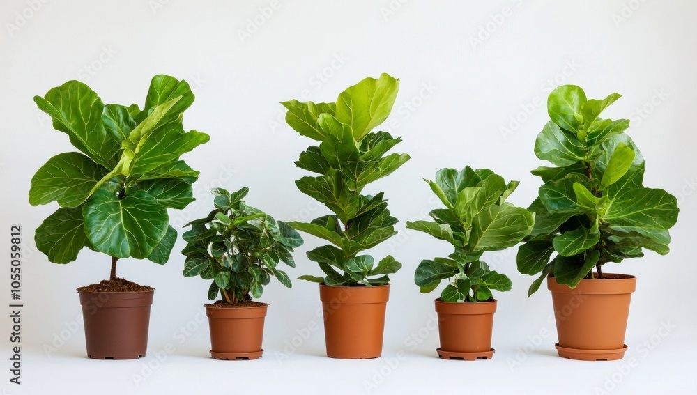 Fototapeta premium Ficus Lyrata Plants in Pots