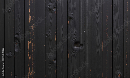 Black stained wood with natural grain and weathered details