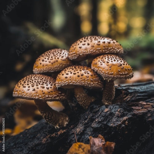 Brickcaps on decaying logs photo