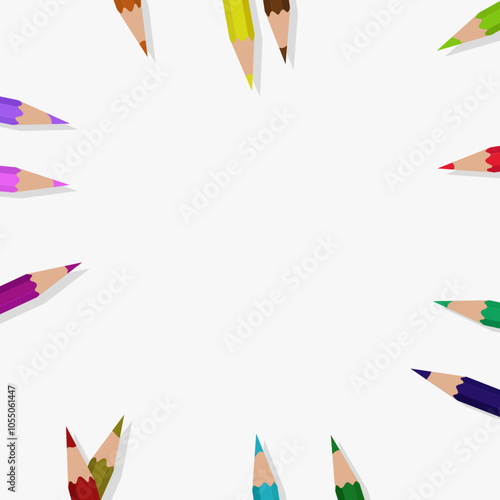 Colorful pencil frame background for art and creativity projects
