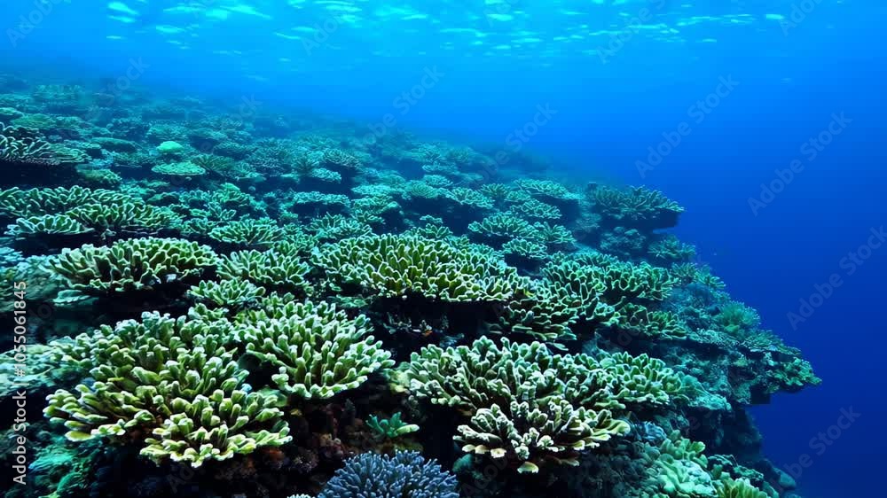 Explore coral reefs teeming with marine life in a serene underwater environment Explore coral reefs teeming with marine life in a serene underwater environment