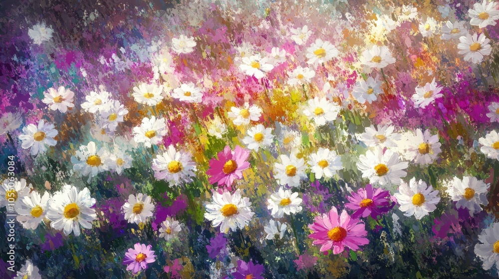 spring daisy flowers of art painting texture background spring daisy flowers of art painting texture background