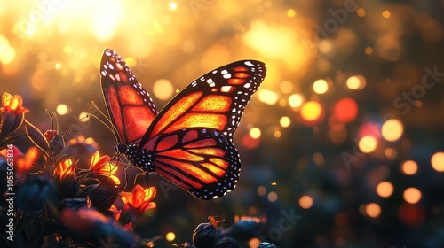 A stunning butterfly with vibrant wings fluttering among dull moths, its radiant colors glowing against the muted, lifeless backdrop