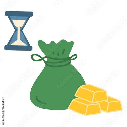 A lot of money and gold bar vector illustration