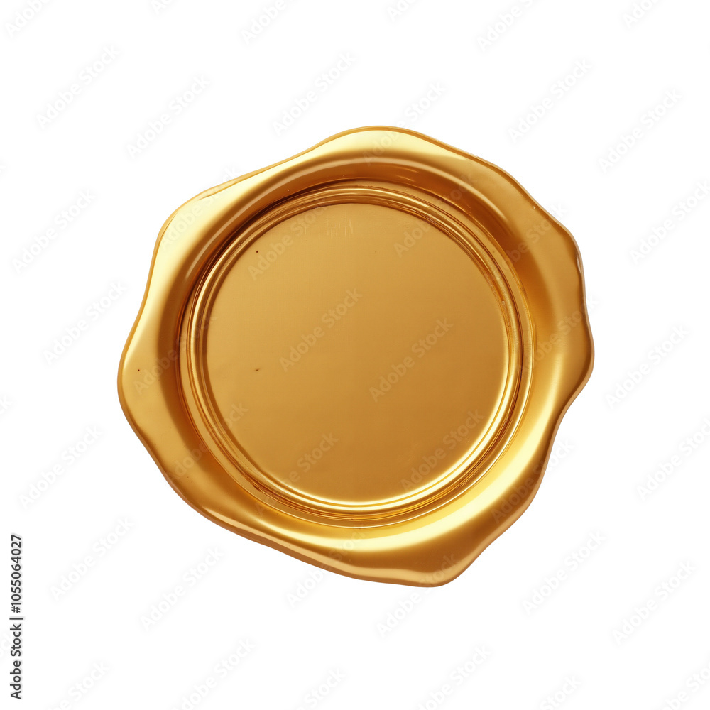Glossy Gold Decorative Plate with Elegant Wavy Edges. Glossy Gold Decorative Plate with Elegant Wavy Edges.