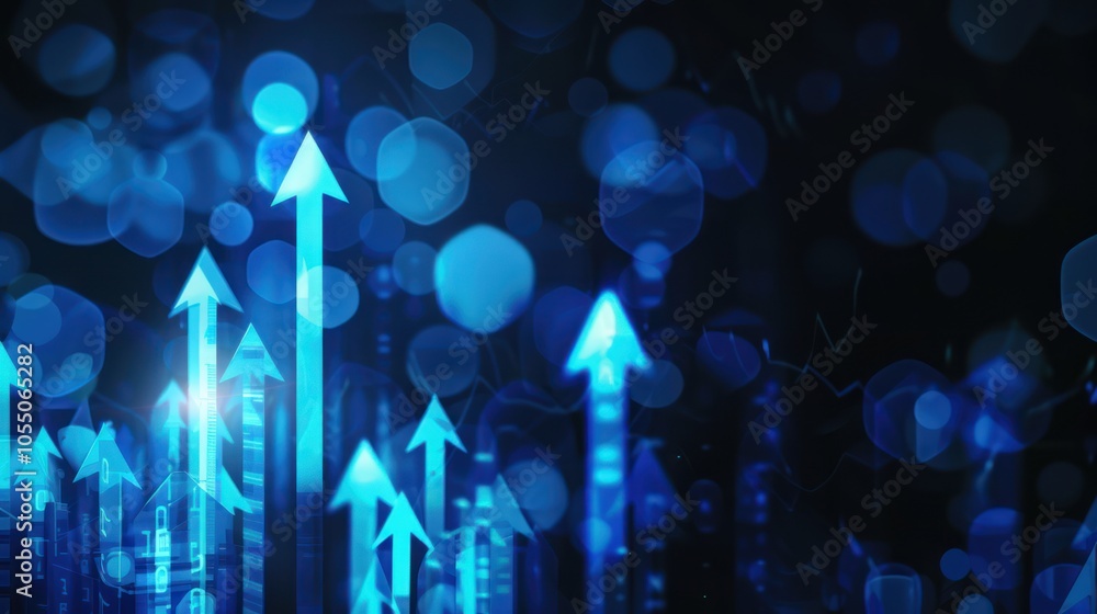Abstract Blue Arrows Pointing Upwards, Success and Growth Concept Abstract Blue Arrows Pointing Upwards, Success and Growth Concept