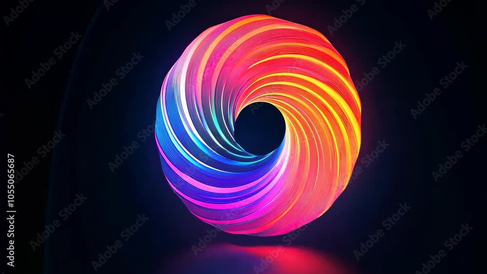 A swirling rainbow-colored spiral with vibrant neon tones against a dark background. The spiral appears to twist inward, creating a sense of movement and depth. The striking colors of pink, blue, yell A swirling rainbow-colored spiral with vibrant neon tones against a dark background. The spiral appears to twist inward, creating a sense of movement and depth. The striking colors of pink, blue, yell