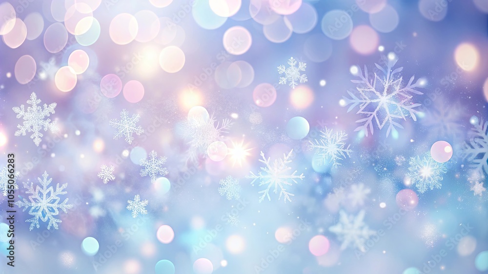 Abstract Winter Wonderland with Delicate Snowflakes and Shimmering Lights Abstract Winter Wonderland with Delicate Snowflakes and Shimmering Lights