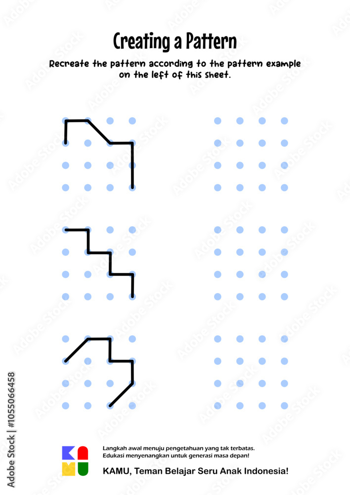 Dots Exercise Routine Vetor do Stock: educational game for children creating pattern with ...