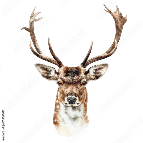 Close Up Portrait of a Majestic Deer with Antlers