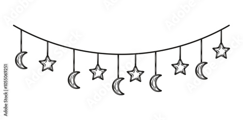 Hand Drawn Garland Party Line Art - 04