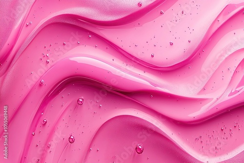 Abstract pink gel texture with air bubbles.