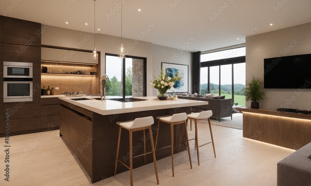 Fototapeta premium 전원주택 럭셔리주방 풀펜션 고급형 주방인테리어