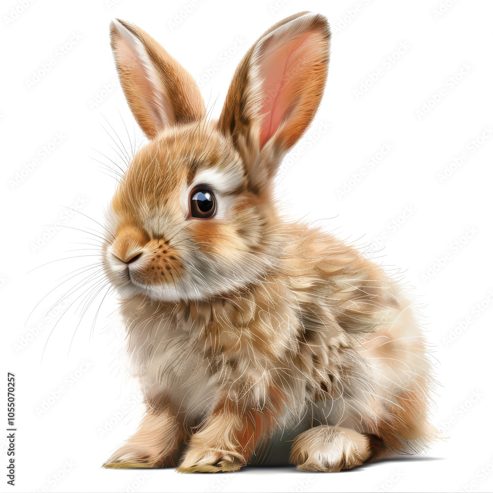 Fototapeta premium Cute Fluffy Bunny Portrait - Adorable Baby Rabbit with Big Eyes