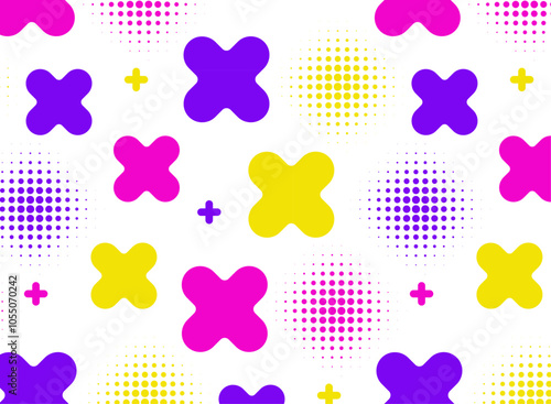 幾何学模様のカラフルでポップなシームレスパターン