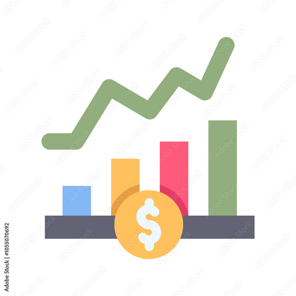line and bar graph money flat style line and bar graph money flat style