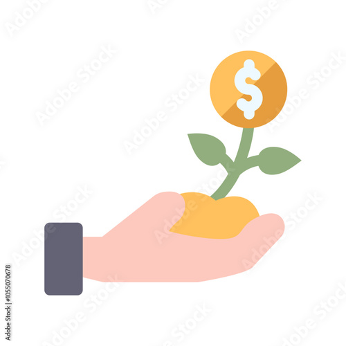 plant investment hand care flat style