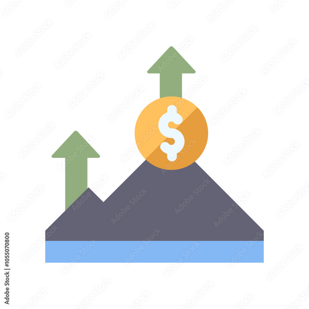 Obraz premium mountain dollar growth flat style