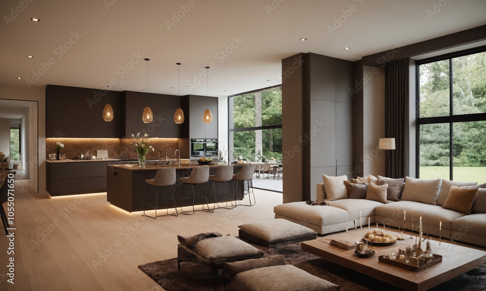 Fototapeta premium 전원주택 럭셔리주방 풀펜션 고급형 주방인테리어