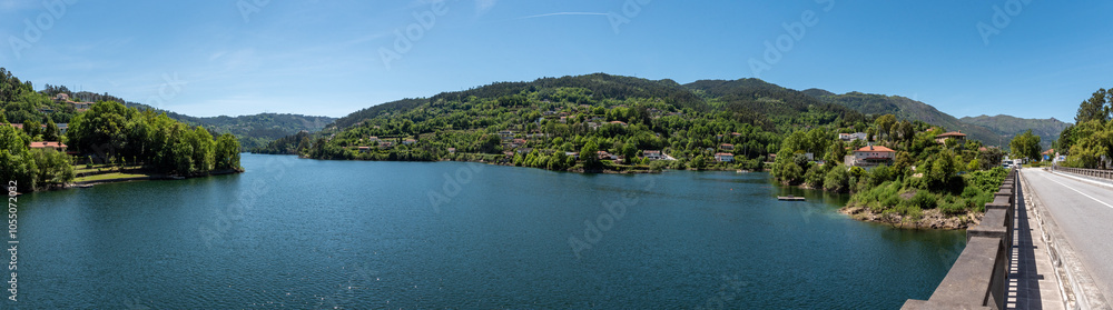 Panoramic view of lake Cavado at the Peneda Geres National Park near Rio Caldo village, Portugal Panoramic view of lake Cavado at the Peneda Geres National Park near Rio Caldo village, Portugal