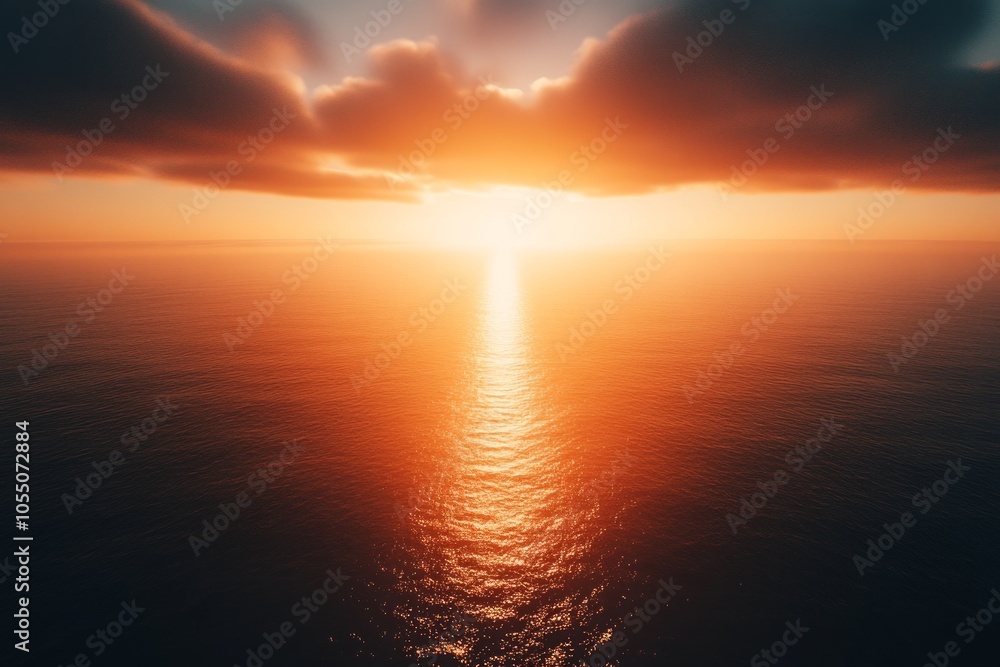 Fototapeta premium Fiery Sunset Over the Ocean