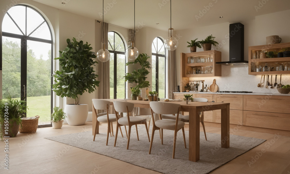 Obraz premium 전원주택 럭셔리주방 풀펜션 고급형 주방인테리어