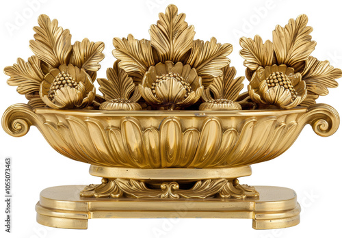 Ornate Vintage Decorative Centerpiece with Floral Motifs in Gold. photo