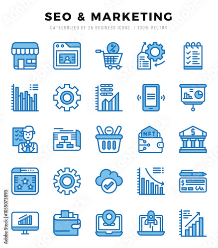 Set of 25 SEO & Marketing Two Color Icons Pack.