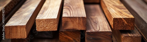 Close-up of various wooden planks, showcasing different textures and grains, ideal for construction and woodworking visuals.