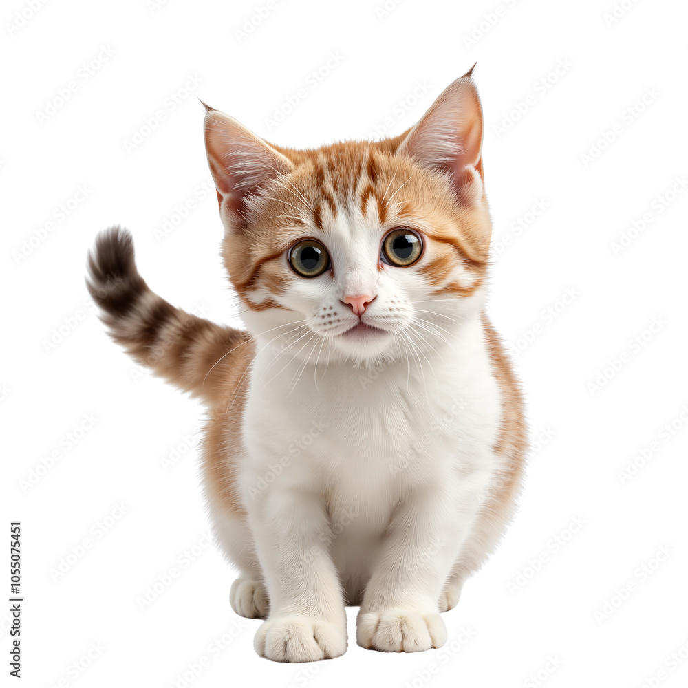 Playful Domestic Cat with Orange and White Fur in a Posing Stance Playful Domestic Cat with Orange and White Fur in a Posing Stance