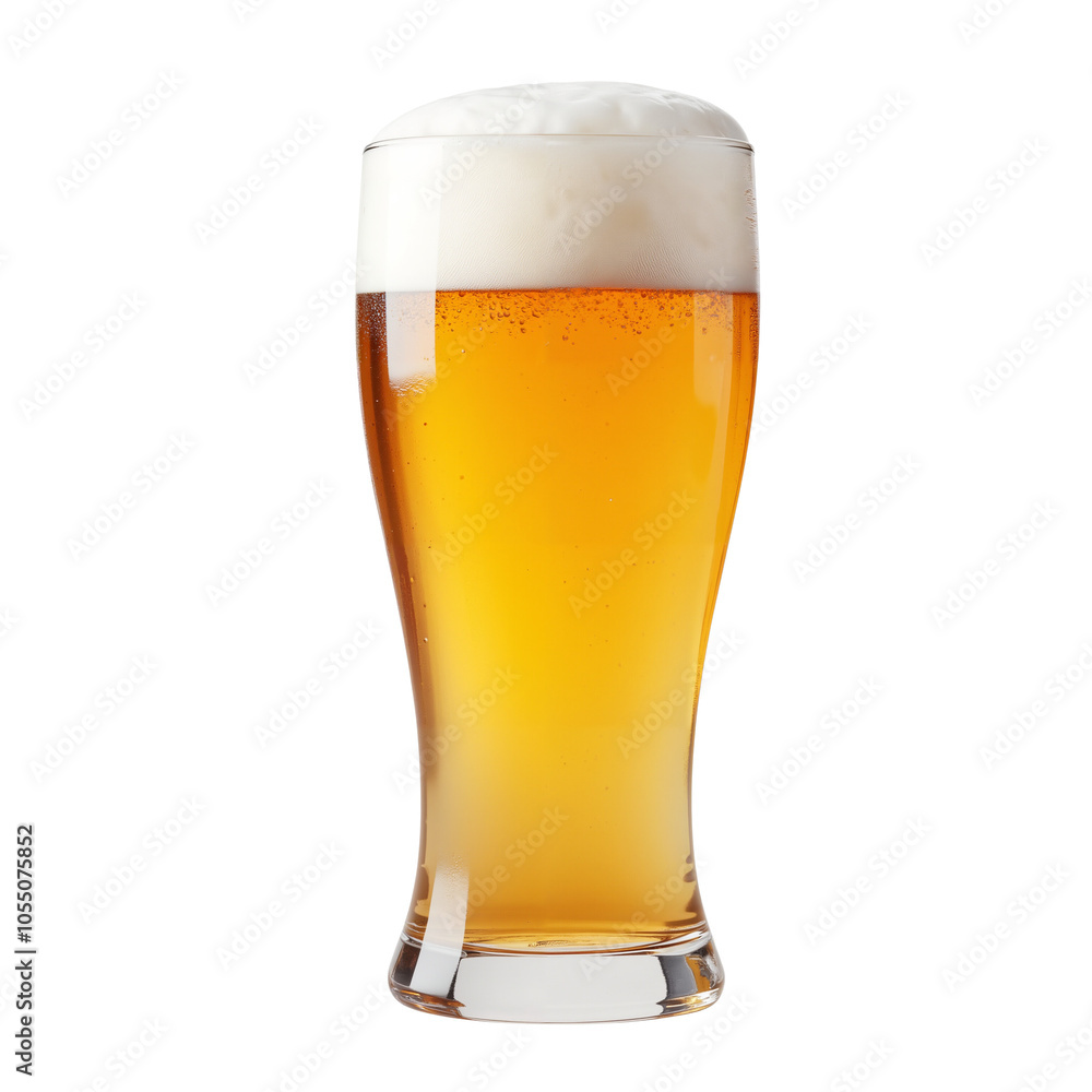 Refreshing Glass of Lager Beer with Creamy Foam Head. Refreshing Glass of Lager Beer with Creamy Foam Head.