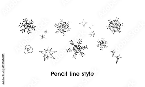 ★鉛筆スノーフレイクス【Pencil line style/Snowflakes】