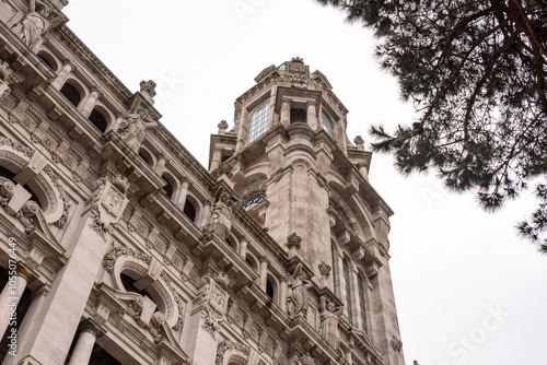 Detail of the left facade of the city hall of Porto