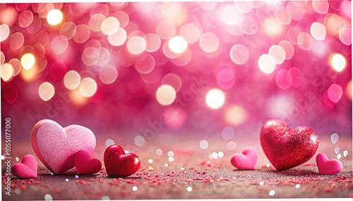 Valentine's Day on bokeh pink background