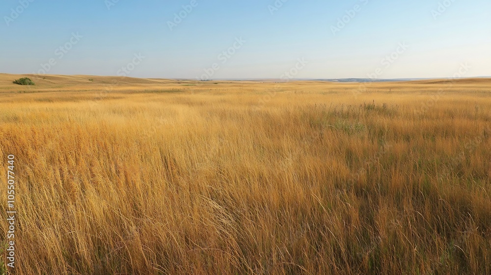 Golden Grass Field Under a Clear Blue Sky Golden Grass Field Under a Clear Blue Sky