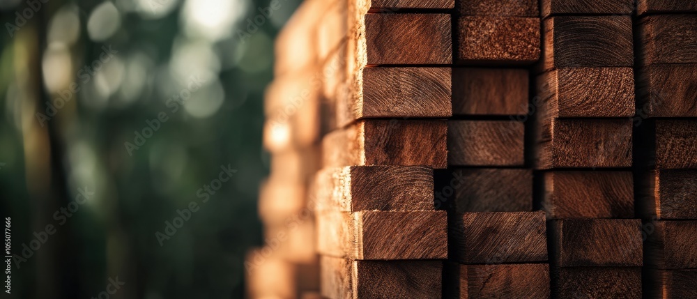 Stacked wooden planks with a blurred background showcasing the natural texture and color variations of timber. Stacked wooden planks with a blurred background showcasing the natural texture and color variations of timber.