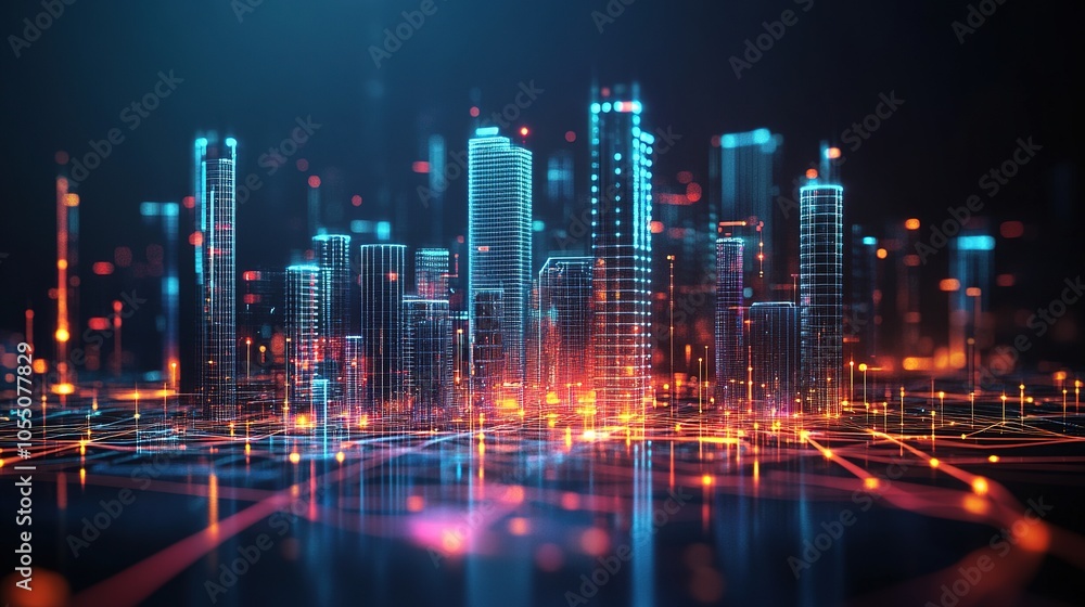 Futuristic Cityscape with Neon Lights and Technology Futuristic Cityscape with Neon Lights and Technology