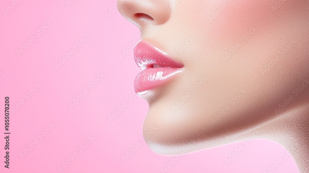 Close-up of a woman's face with soft skin-lifting lines glowing on her cheeks and jawline, illustrating a rejuvenating facial treatment, under natural daylight Close-up of a woman's face with soft skin-lifting lines glowing on her cheeks and jawline, illustrating a rejuvenating facial treatment, under natural daylight