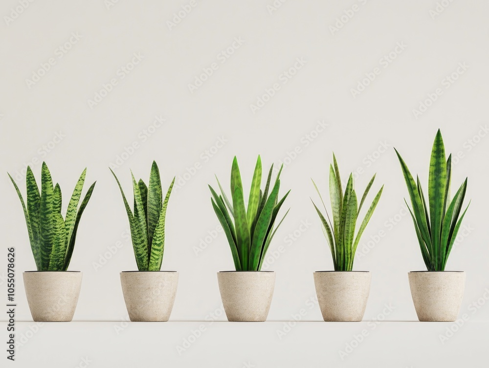 Fototapeta premium Snake Plants in Pots - Modern Home Decor
