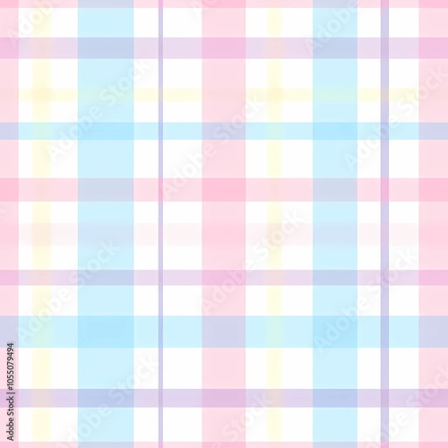 Pastel Plaid Pattern: A delicate and charming seamless pattern featuring a soft blend of pastel pink, blue, and yellow hues in a classic plaid design.